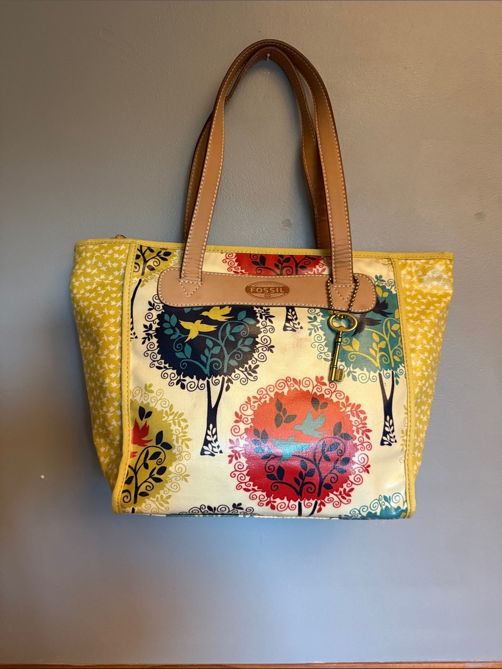 Fossil Key-Per Coated Canvas Shopper Tote - Song of Spring